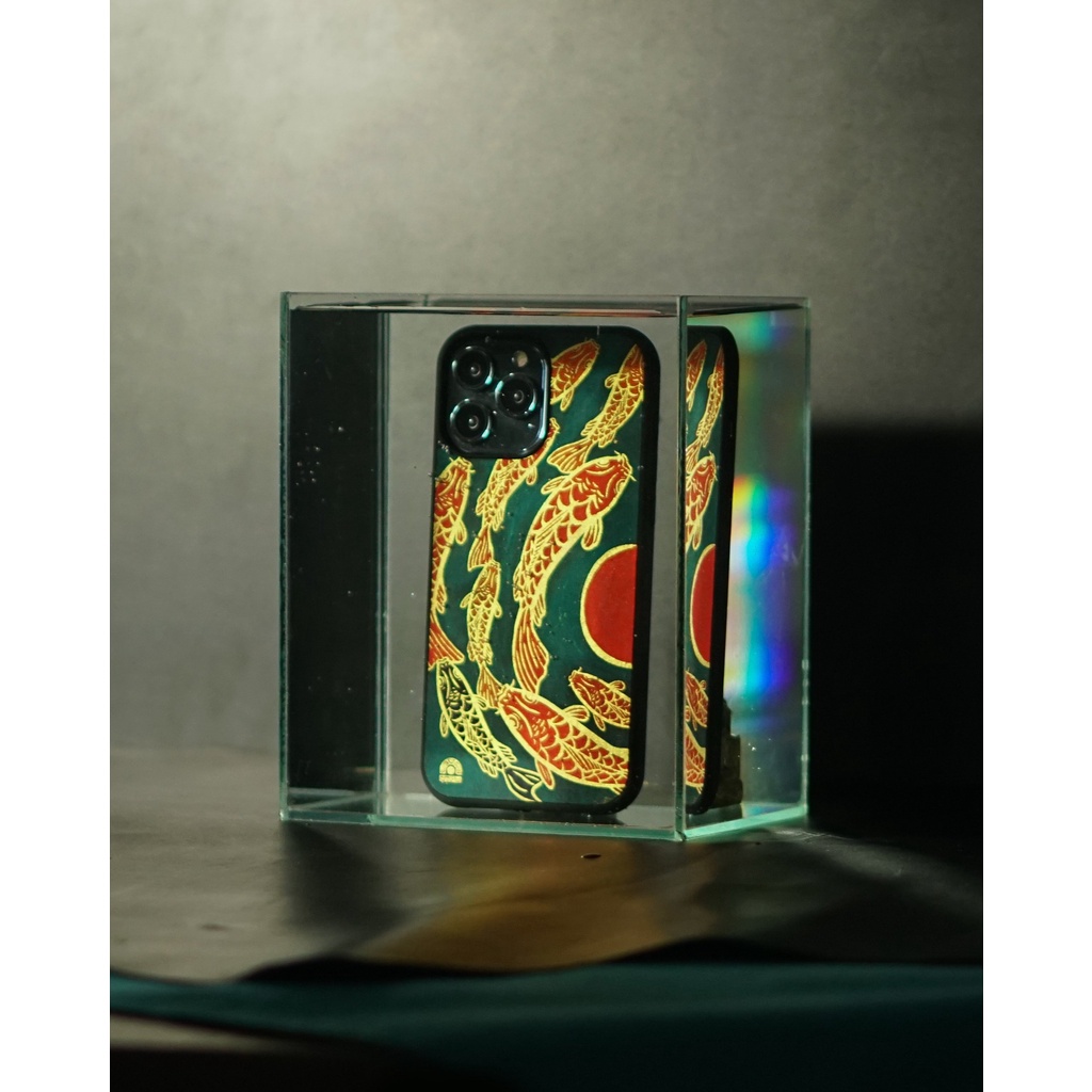 Ốp da Đỏ Case -  Mẫu Cửu Ngư Hội Thủy - Ốp lưng iphone/samsung Docase.vn