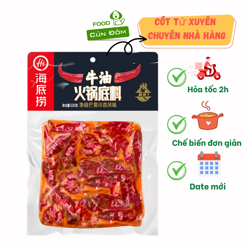 Gia vị lẩu Haidilao Tứ Xuyên, nước lẩu cô đặc cay tê SIÊU NGON cho nhà hàng size 500g