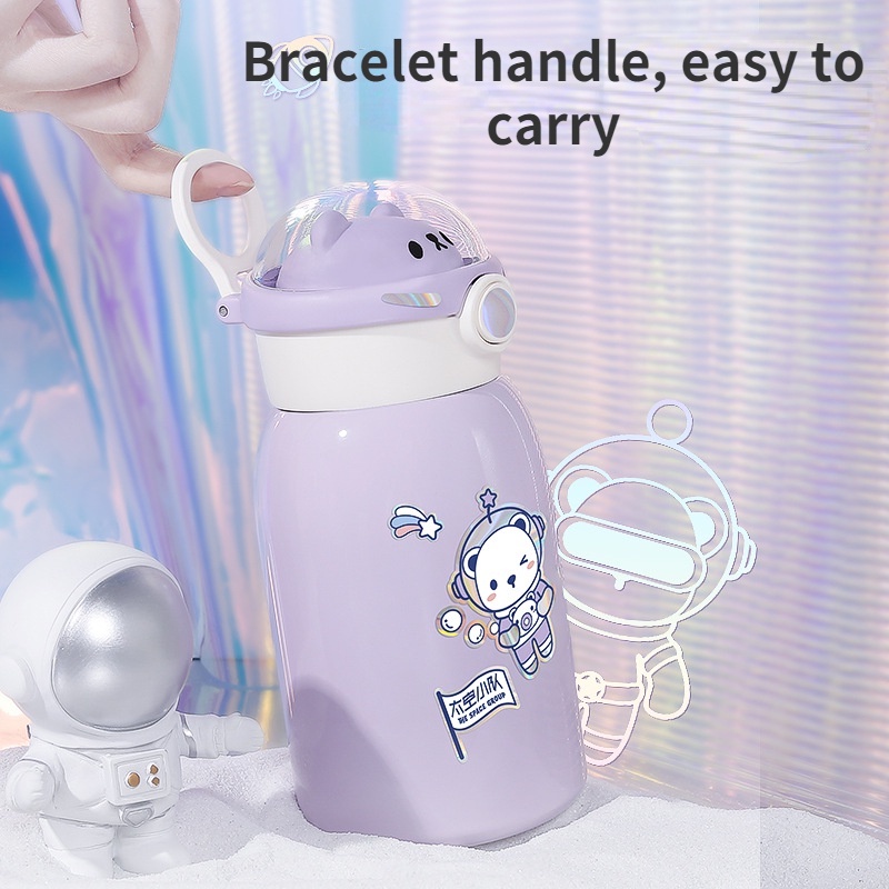 Bình Nước Giữ Nhiệt Bằng Thép Không Gỉ 304 Thiết Kế Hình Chú Gấu Dễ Thương Dành Cho Trẻ Nhỏ