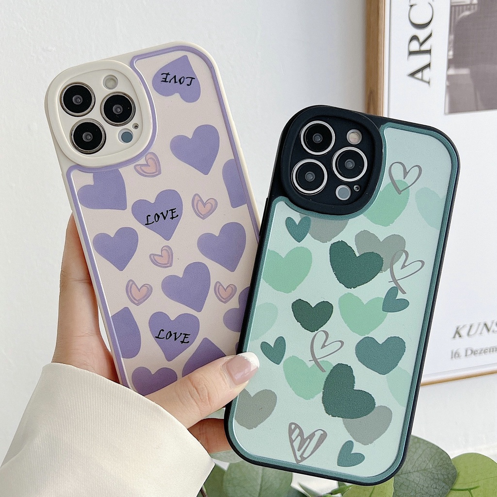 For iPhone 14 13 12 11 Pro max 6 6S 7 8 Plus Xs X XR 14promax 11promax 12promax 13promax lens protection Ins colorful Love Skin Shockproof Soft Phone Case Full Back Cover STX 03