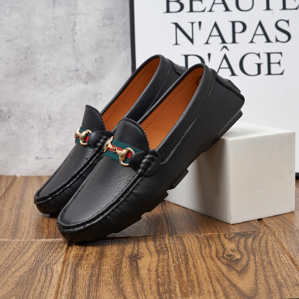 Giày Da Lười GC - Giày Lười Nam GC Da Mềm Đai Vải, Trẻ Trung Full Box