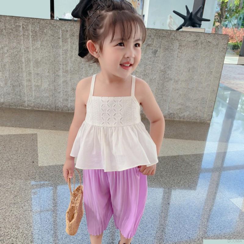 Áo hai dây thoáng khí màu sắc thoải mái thời trang mùa hè dành cho bé gái