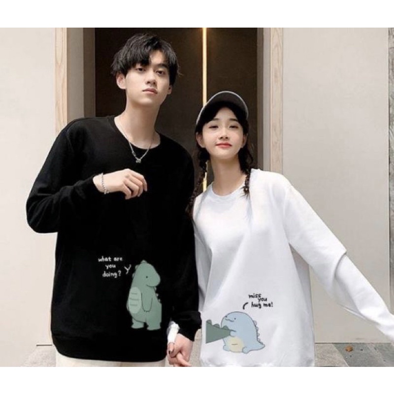 Áo đôi sweater unisex nam nữ, áo đôi thu đông in hình dễ thương cao cấp