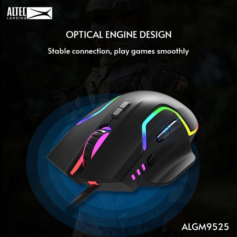 Chuột 7D gaming Altec ALGM 9525 led RGB - DPI 2400 (đen) - Nhất Tín Computer