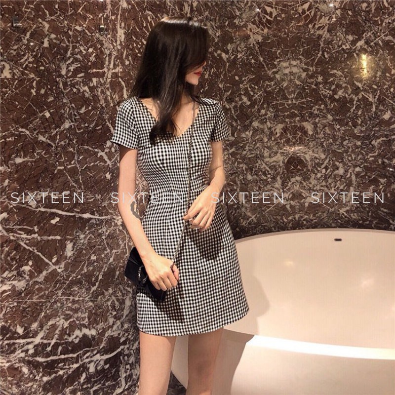 Đầm Nữ, Đầm Nữ Kẻ Caro, Váy Kẻ Chiết Eo Dáng Ôm Phong Cách Nữ Tính, Nhẹ Nhàng SIXTEEN. | BigBuy360 - bigbuy360.vn