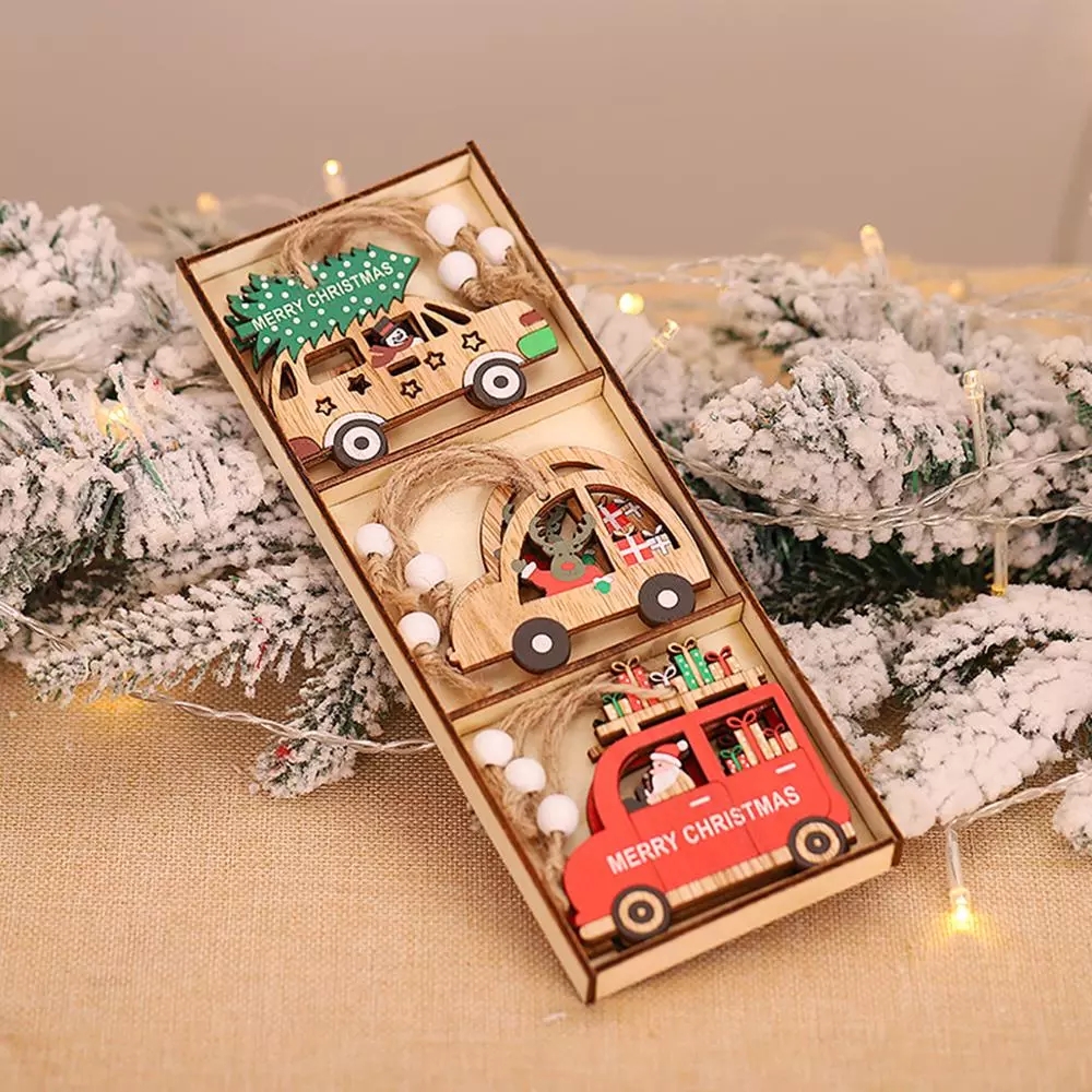 Set 9 Phụ Kiện Gỗ Treo Trang Trí Cây Thông Giáng Sinh