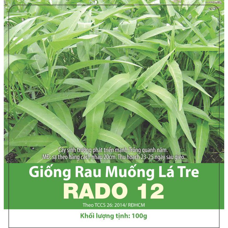 [Giống Chịu Nhiệt] Hạt Giống Rau Muống Lá Tre Rạng Đông 100gram