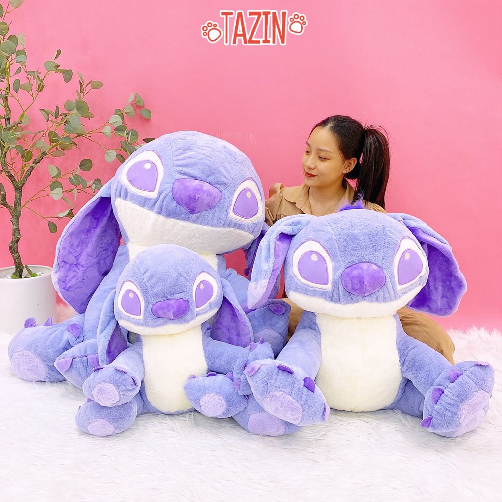 Gấu Bông Stitch Màu Tím Dễ Thương Size Vừa Và Lớn - Gấu Bông Tazin Cao Cấp