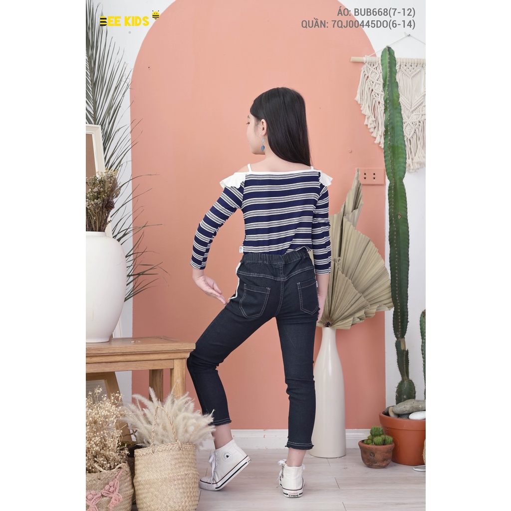 Quần Jeans Bé Gái Bee Kids Chất Liệu Jeans Mềm Mịn Thoáng Mát Thấm Hút Mồ Hôi Không Bai Không Xù (6-14 Tuổi) 7QJ00445DO