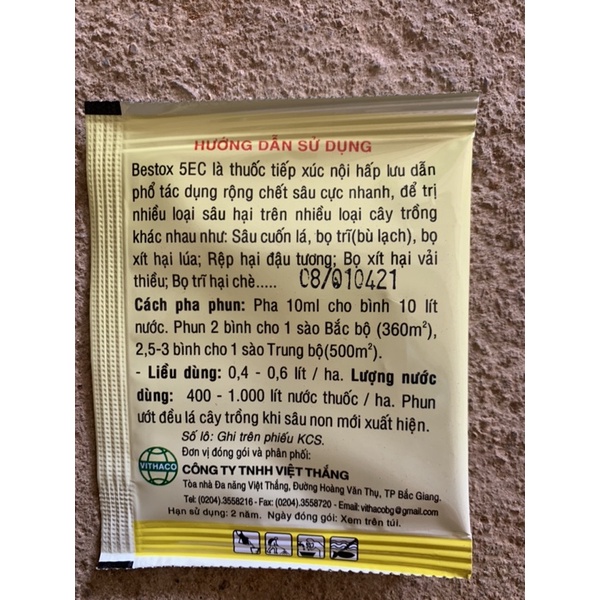 BESTOX 5EC-Alpha Cypermethrin5%- Dùng cho cây