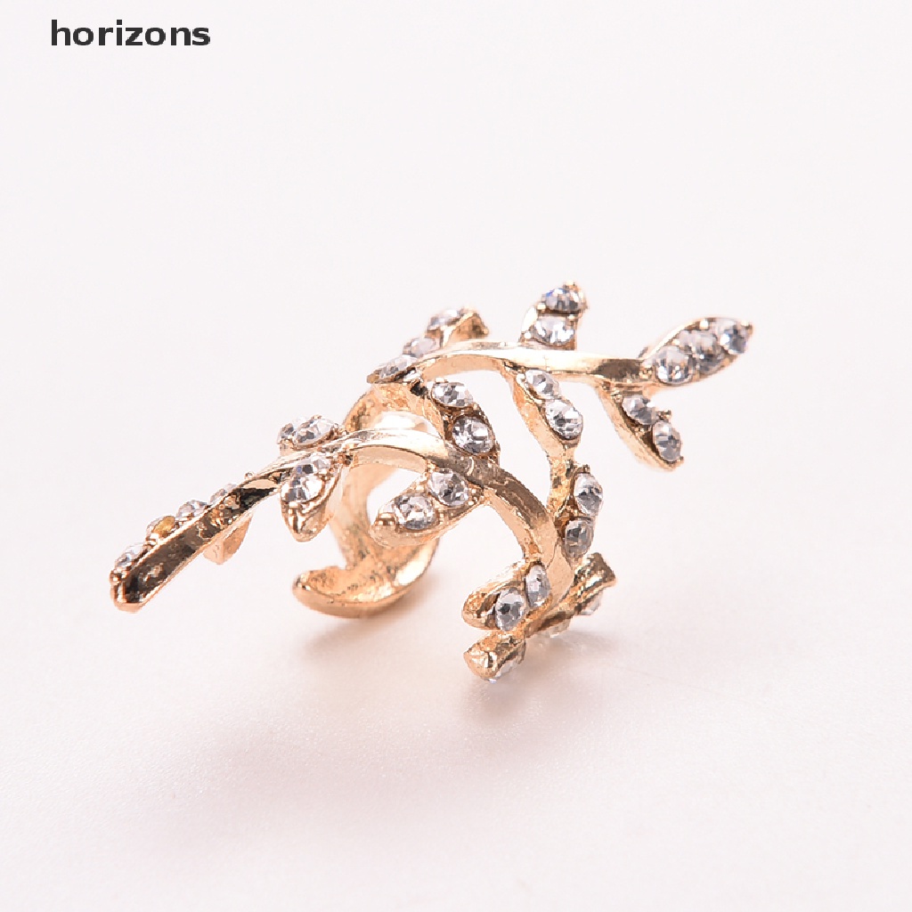 [horizons] Khuyên Kẹp Vành Tai Hình Lá Pha Lê Phong Cách Punk Rock Cổ Điển Dành Cho Nữ