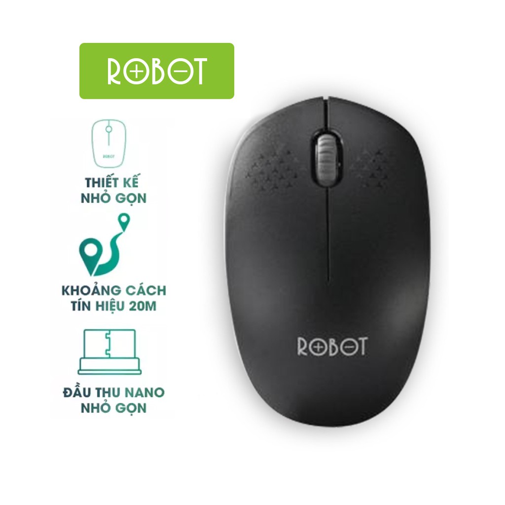 ♛■Chuột Quang Không Dây Wireless 2.4GHz ROBOT M210 - Cảm Biến Học Khoảng Cách Tín Hiệu 20m