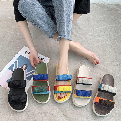[LOẠI 1] Dép 2 quai ngang nữ, dép nữ quai ngang đi chơi nơ vải xinh DSN45 đế cao su tăng chiều cao mềm chống trơn trượt