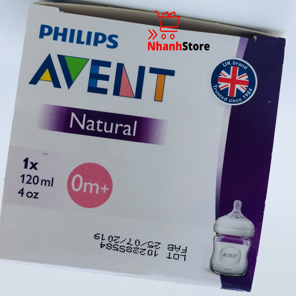 Bình sữa thủy tinh Avent Natural 120ml