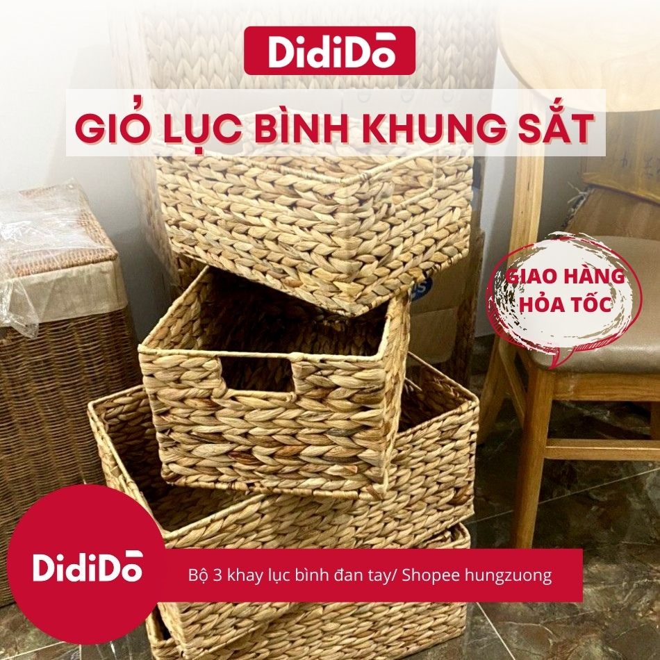 Giỏ lục bình khung sắt size S - 33cm