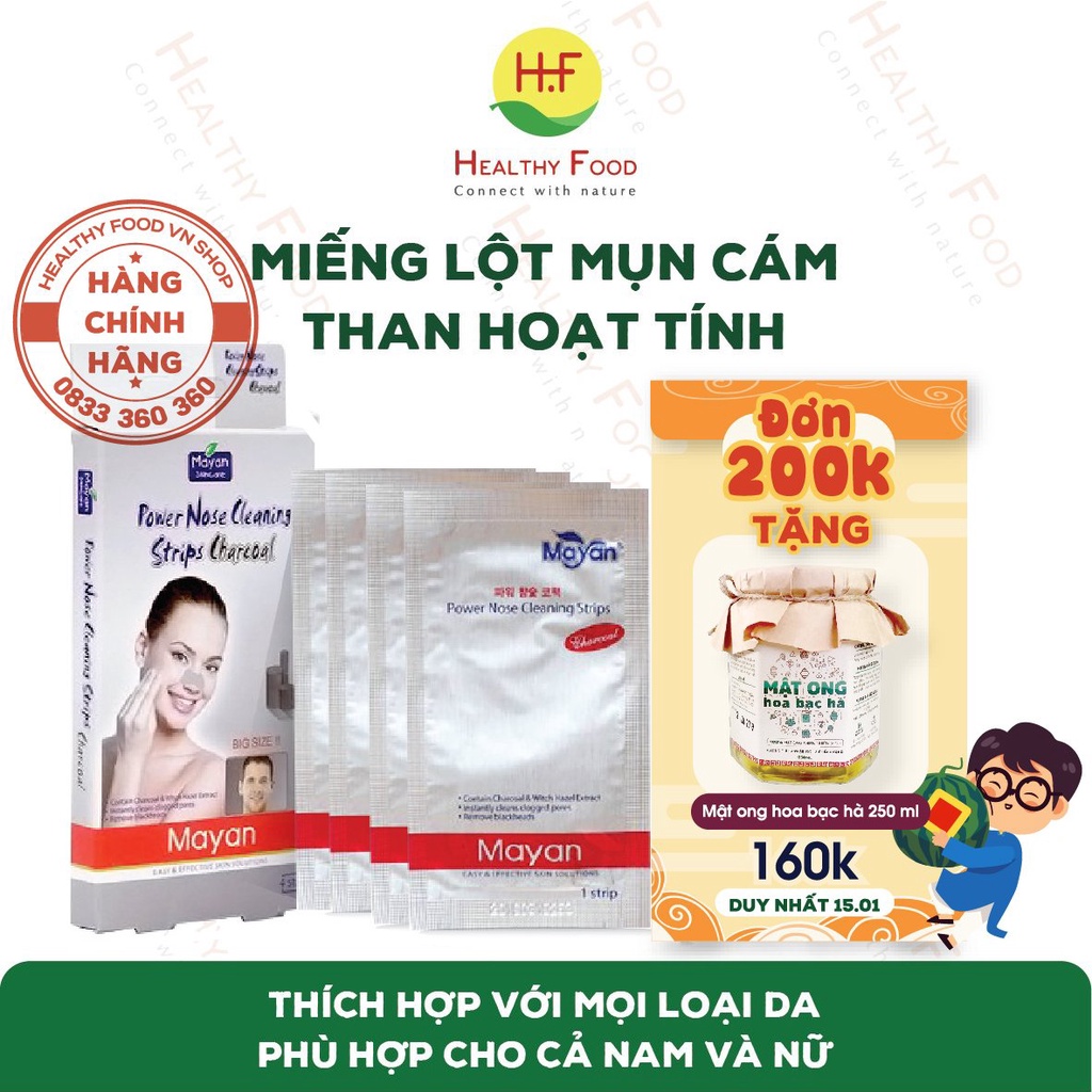 [HÀN QUỐC] - Miếng dán mũi lột mụn cám Mayan (Hộp 4 Miếng) - Se nhỏ lỗ chân lông, sạch mụn cám