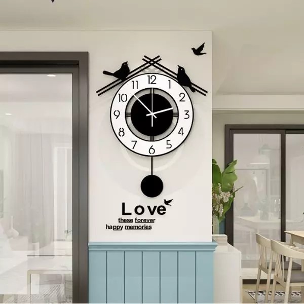 Đồng hồ treo tường quả lắc🕘🕘🕘 - đôi chim hạnh phúc CL022 - Kích thước: 40x62, 35x50 cm