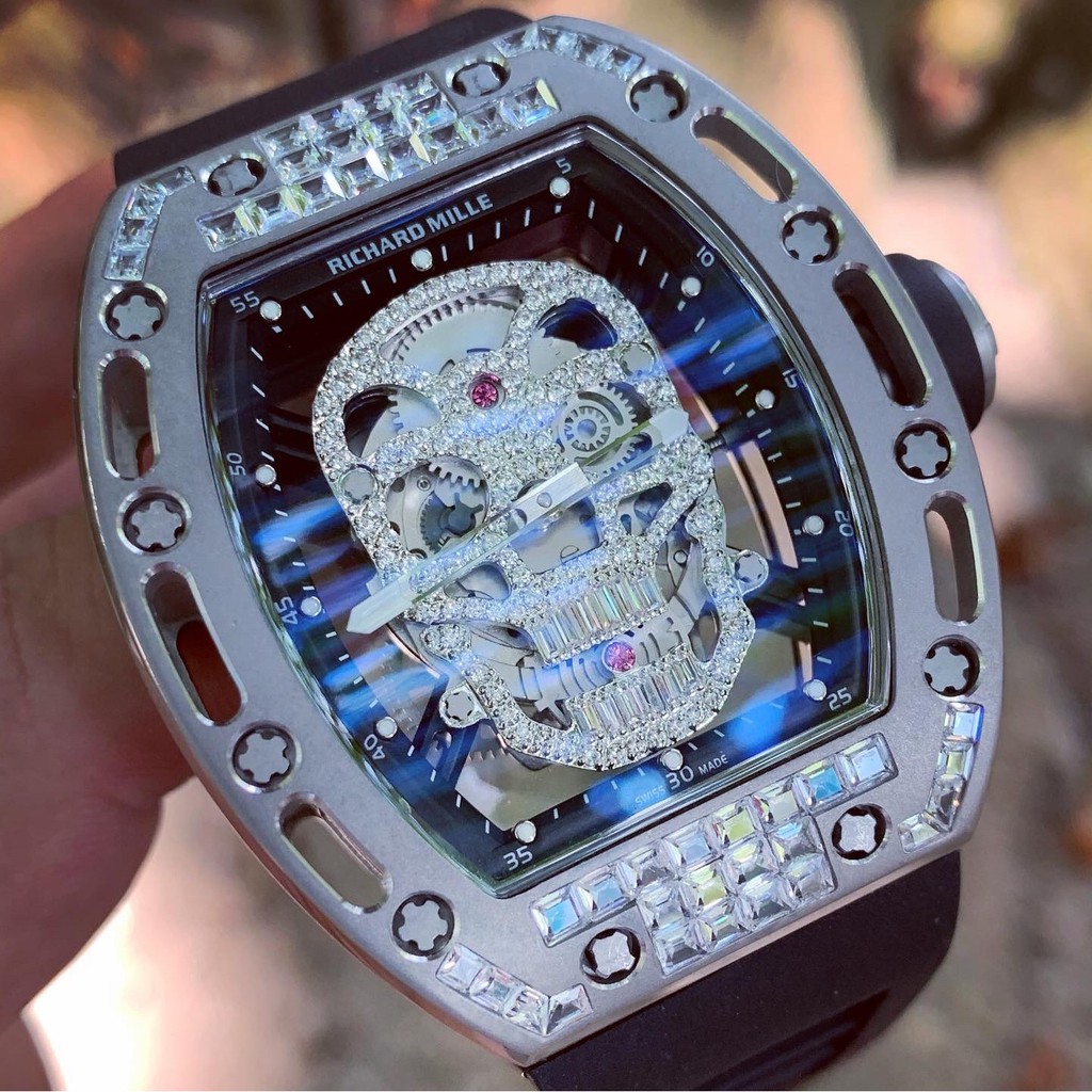 Đồng Hồ Nam RM SKULL Xuyên Thấu Size 42mm, Máy Cơ Automatic Nhật, Chống Nước