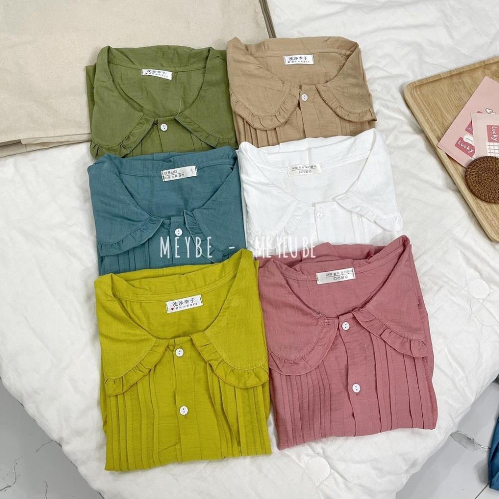 ( về full màu )Áo bầu công sở NH75028 chất đũi mát mịn, kiểu dáng babydoll  thiết kế cổ bẻ bảng màu cực xinh