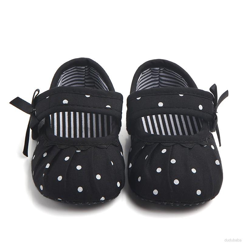 Giày búp bê công chúa họa tiết chấm bi đế mềm chống trượt cho bé gái 0~1 tuổi mang hàng ngày