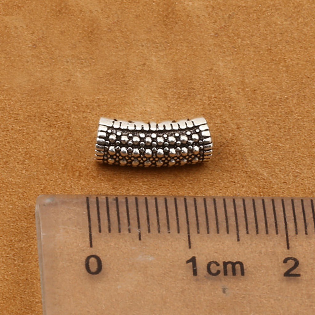 Phụ kiện Charm bạc Ống rỗng hoa văn xỏ