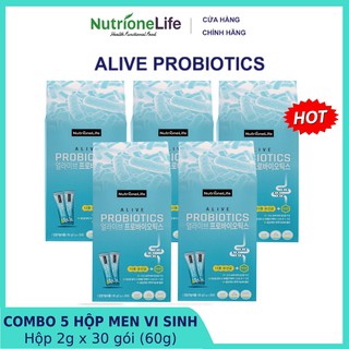 [CHÍNH HÃNG] COMBO 5 Men vi sinh ALIVE PROBIOTICS bổ sung lợi khuẩn Hàn Quốc