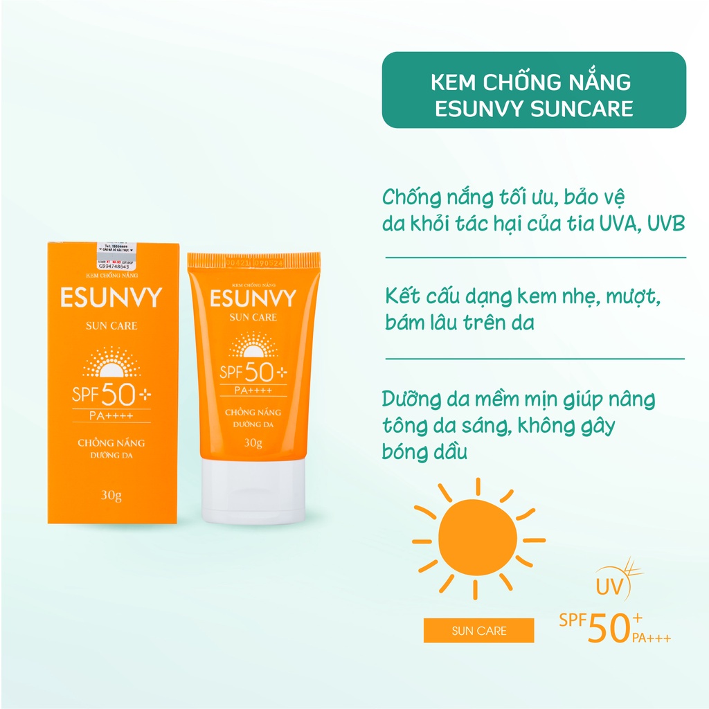 Bộ Chăm Sóc Da Mụn & Chống Nắng Dưỡng Da Esunvy - Giúp Sạch Mụn, Hết Thâm, Mờ Sẹo, An Toàn, Hiệu Quả CSDMCNDD