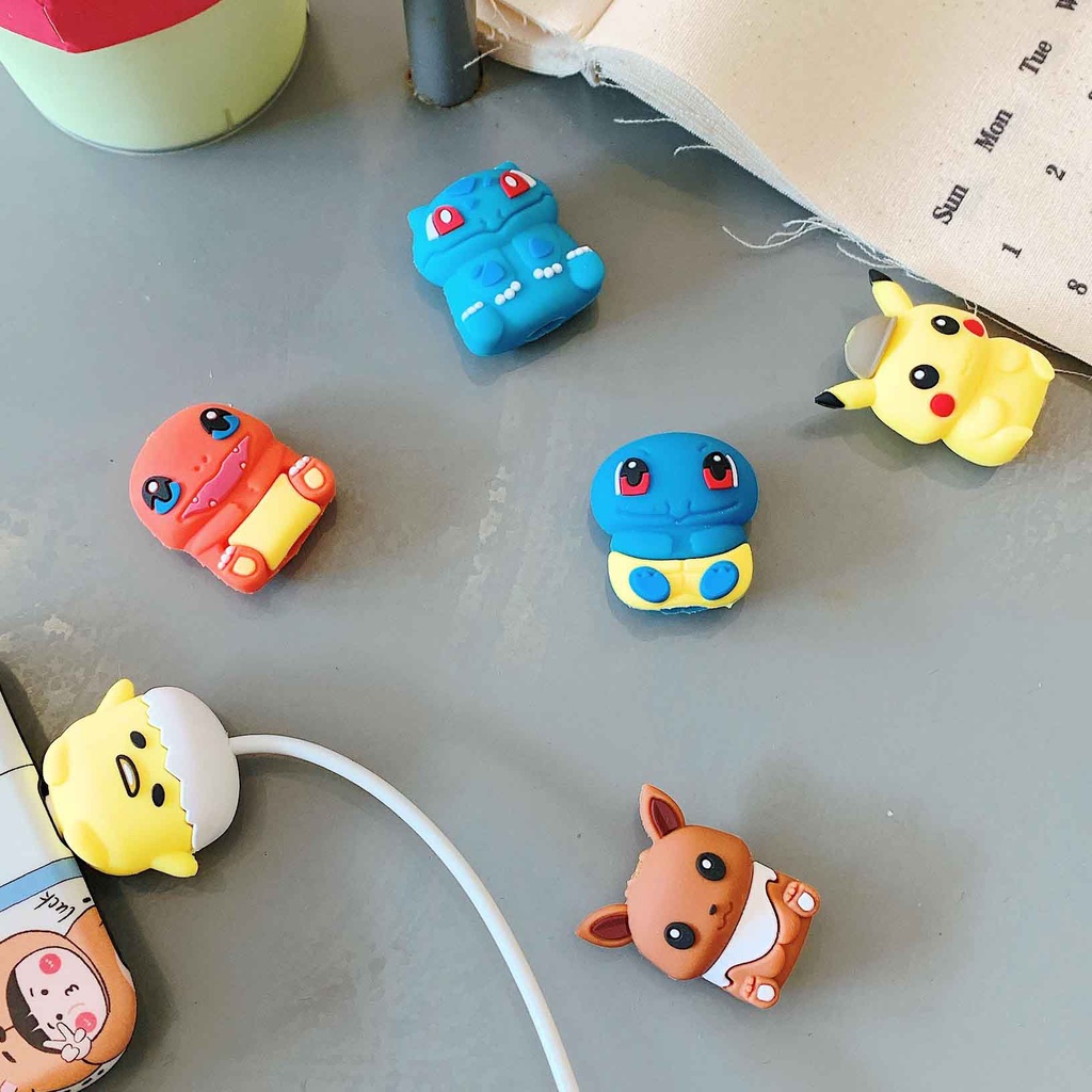 Phụ Kiện Bảo Vệ Dây Cáp Hình Thú 3D Dễ Thương Cho iPhone Android