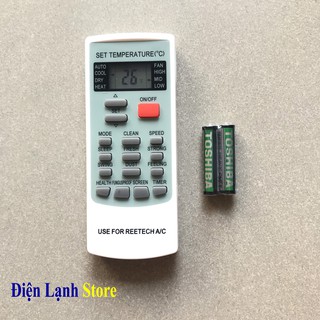 REMOTE ĐIỀU KHIỂN MÁY LẠNH REETECH YKR-H002E LOẠI TỐT + Tặng Cặp Pin TOSHIBA