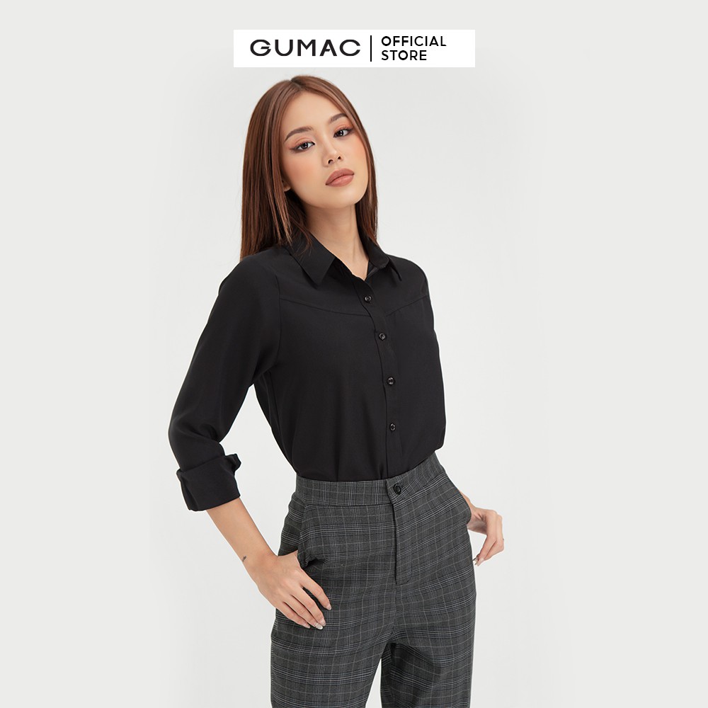 [Mã WABR1512 giảm 12% tối đa 50k đơn từ 99k] Áo sơ mi nữ phối đô GUMAC đồ công sở thanh lịch AB431