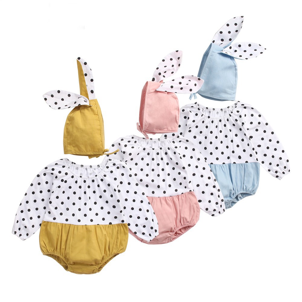 Áo Liền Quần Sanlutoz Tay Dài Họa Tiết Chấm Bi Dễ Thương Cho Bé Gái