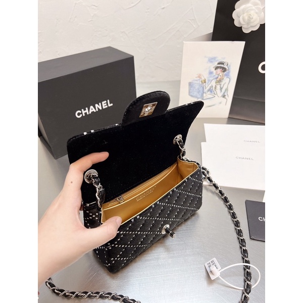 Túi xách Chane nhung đính đá , fullbox.