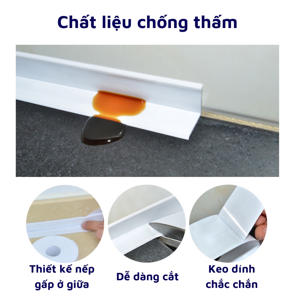 Cuộn băng keo chống thấm PVC tiện dụng dán viền bồn rửa chén phòng tắm tiện lợi chống ố vàng nấm mốc khe hở
