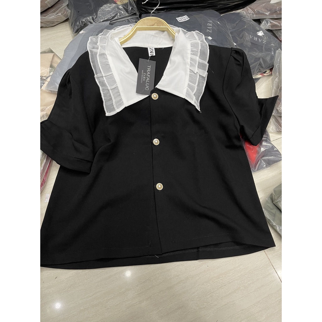 Áo sơ mi Bigsize cúc ngọc cổ bánh bèo (60-90Kg) Ms200