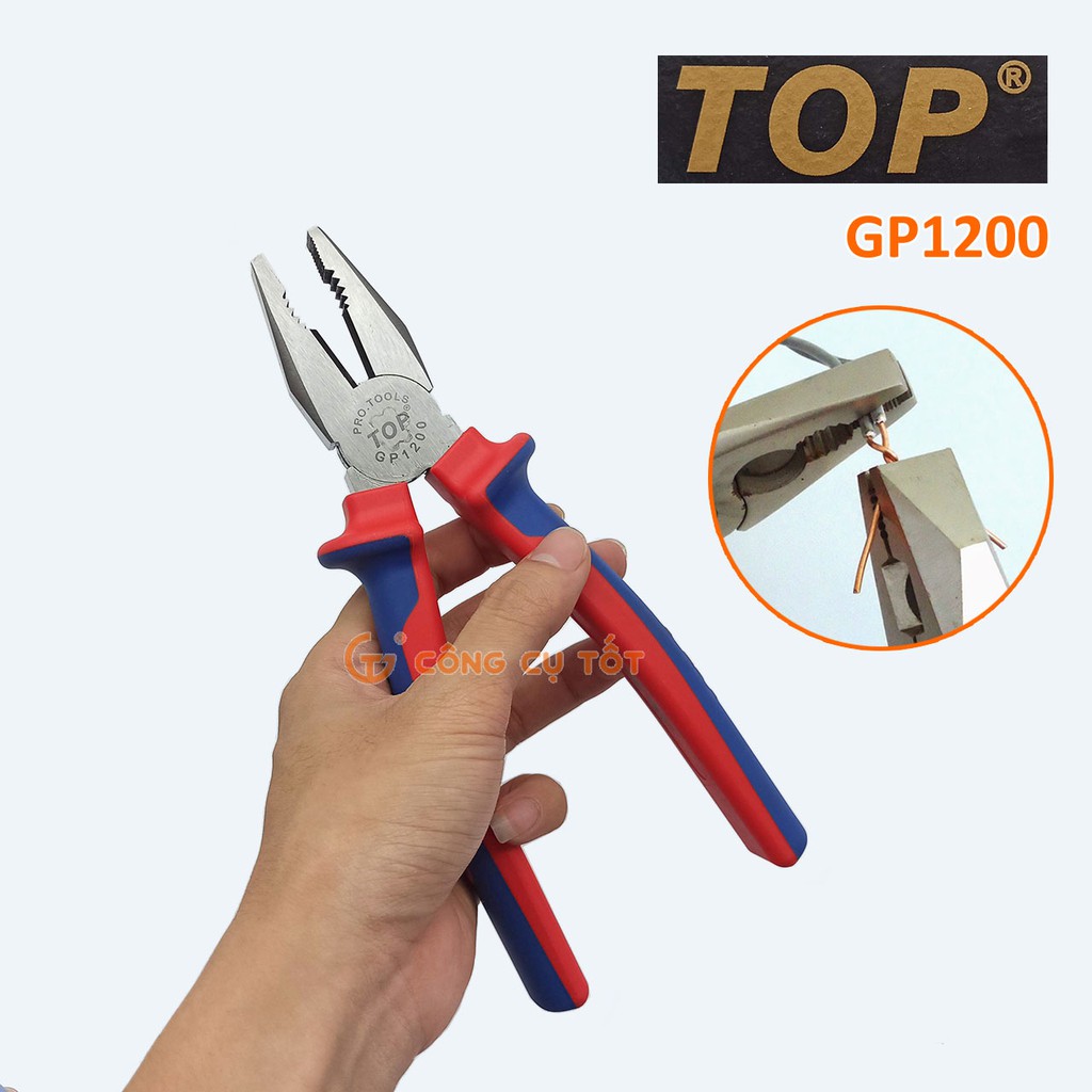 Kìm điện cao cấp TopGold 180mm lưỡi thép giàu Crôm tôi cao tần độ cứng HRC62