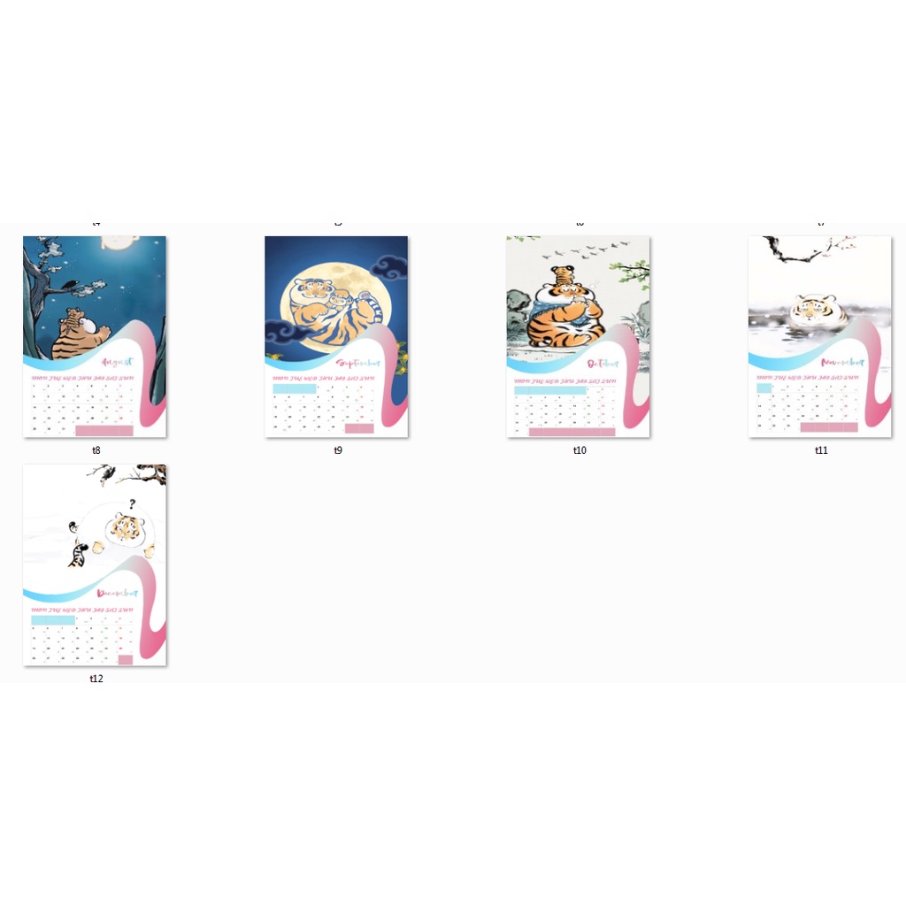 Lịch treo tường hổ mập LA4I30 chuột hamster pheobe size A4 13 tờ Lịch treo tường dễ thương