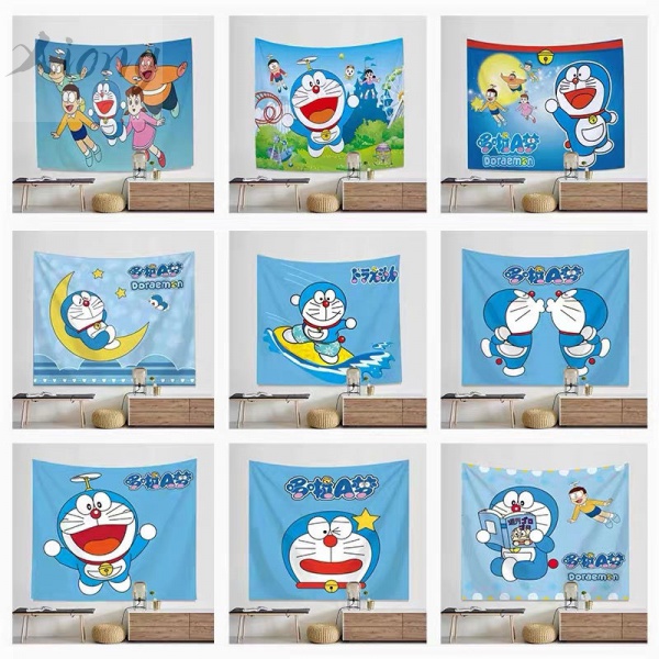 Tấm vải treo tường in hình Doraemon dễ thương trang trí phòng ngủ cho nữ