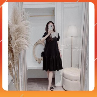  Váy Suông, Đầm Suông Cổ Phối Tơ Bèo, Chân Cá, Chất Thô, Form Rộng Mát Siêu Xinh