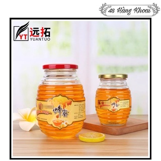 Hũ thuỷ tinh hình tổ ong nắp kim loại - combo 10 hũ