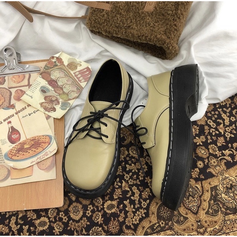 Giày oxford vintage da PU dáng Dr Martens đế cao Yannie lolita