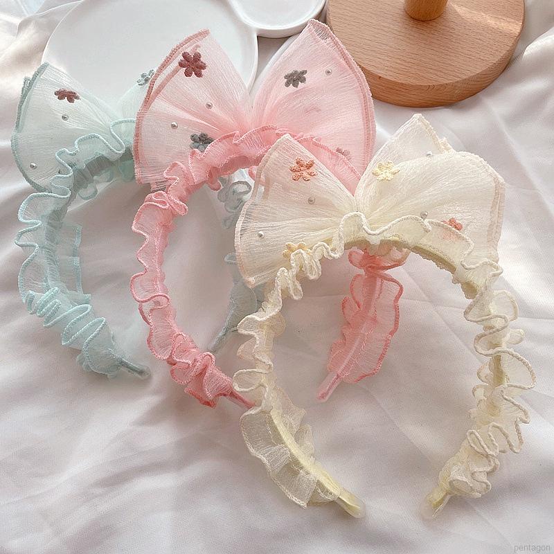 Băng Đô Ren Thêu Hoa Phong Cách Hàn Quốc Cho Bé Gái