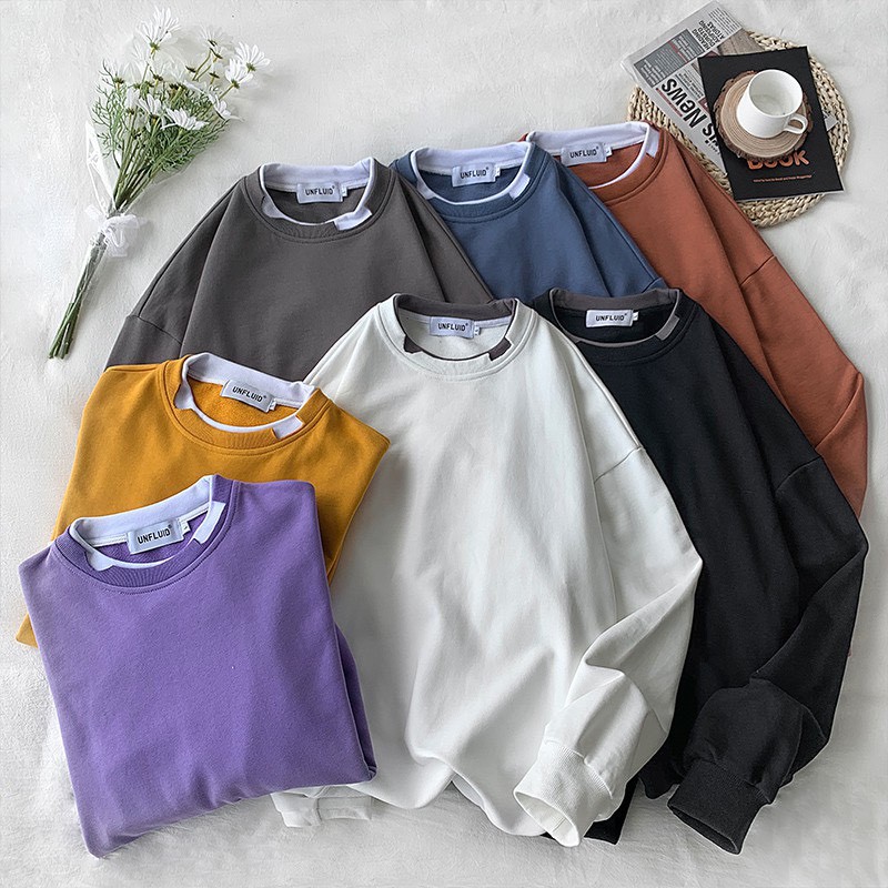 Áo Sweater Nam nữ-Áo layer và dáng Unisex đặc biệt chất liệu nỉ cotton mềm mịn