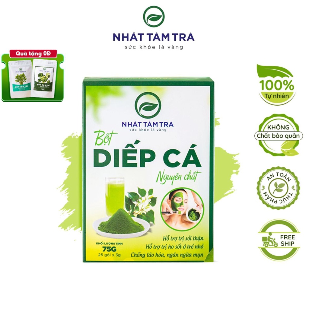 Bột diếp cá sấy lạnh nguyên chất giúp thanh nhiệt giải độc mát gan Nhất Tâm Trà