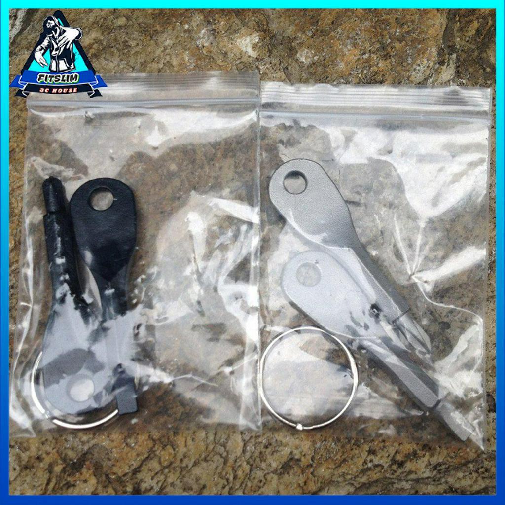 2 Cái tua vít cầm tay đầu chữ thập tay cầm phẳng với vòng chìa khóa dùng ngoài trời