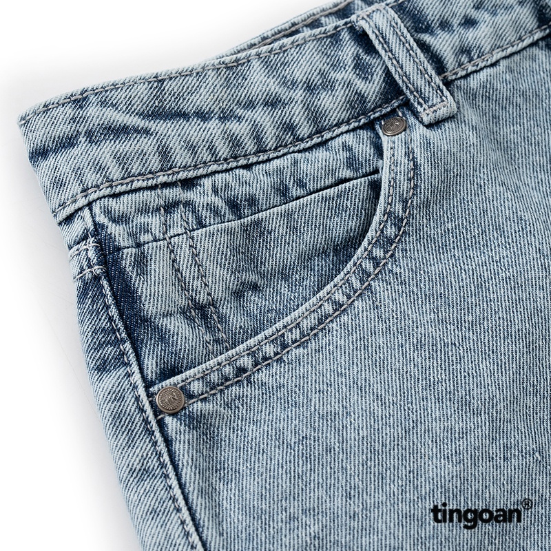 TINGOAN®  - Quần short bò cắt gấu lượn viền xanh tingoan XOXO JEANS SHORTS/BLU