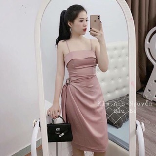 Váy xẻ lụa 2 dây
