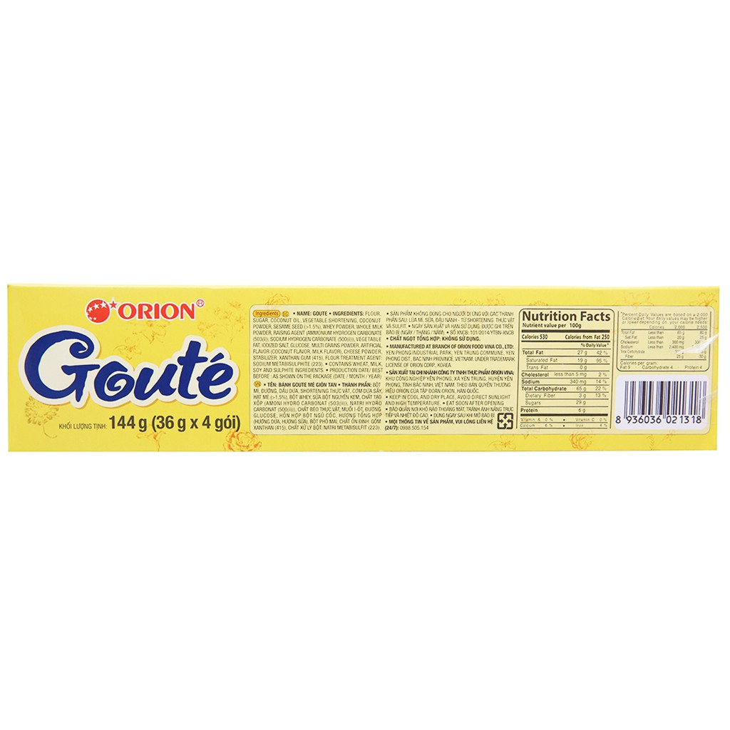 Bánh Goute Mè Giòn Tan Hộp 144g (4 gói x36g)