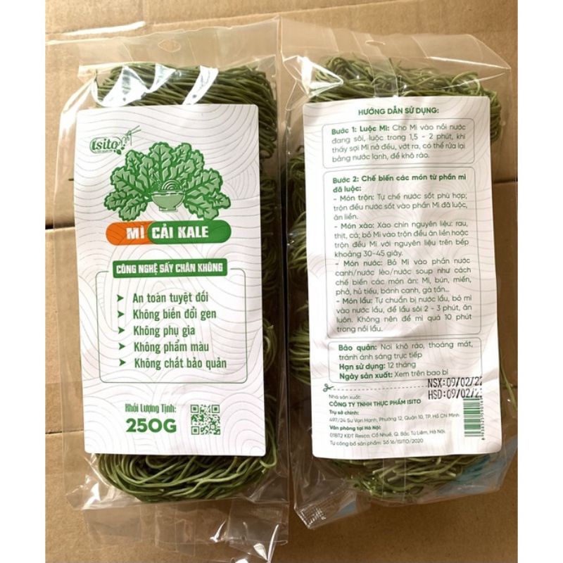 [Mẫu mới] Hộp mì cải Kale hữu cơ 100% organic ISITO, mì bổ sung nhiều rau ăn không nóng