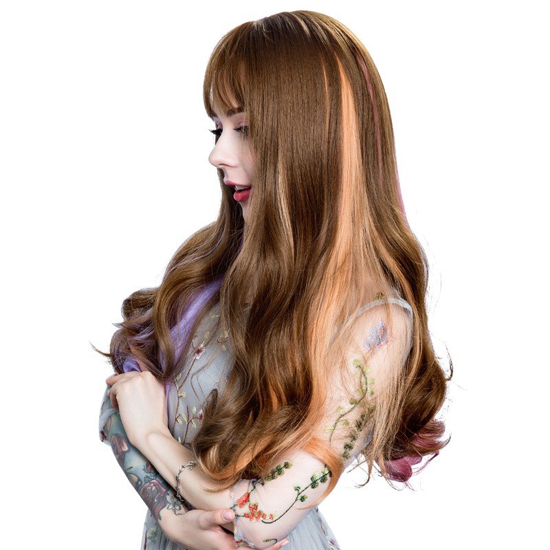 Bộ Tóc Giả Xoăn Nhiều Màu Sắc Thời Trang Cho Nữ