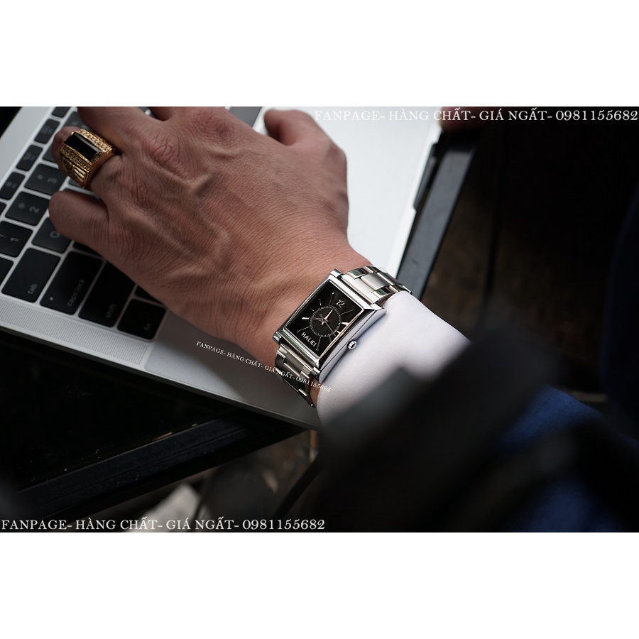 [Mã BLK2 Giảm 5% đơn 199k] Đồng Hồ Nam Mặt Chữ Nhật Halei Dây Thép Chống Gỉ Chống Xước Đồng Hồ Kim Chống Nước | BigBuy360 - bigbuy360.vn